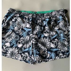 No‎ Boundaries Men's 3XL Skull Floral Swim Trunks Elastic Waist Multicolor